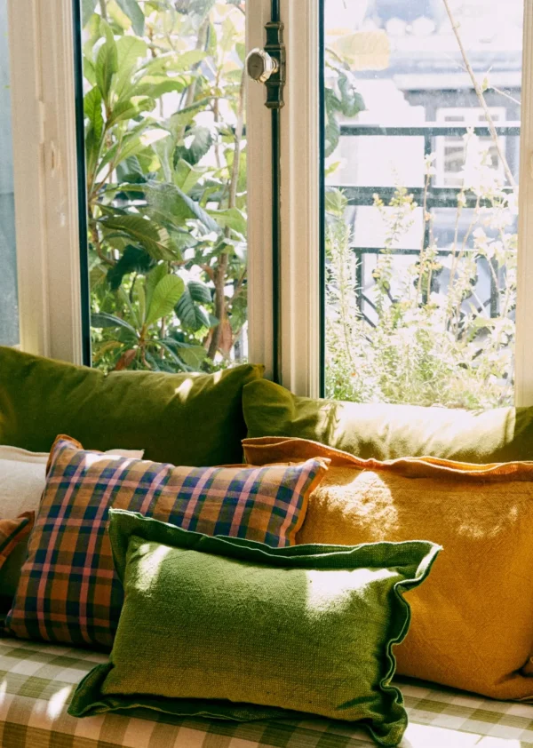 Coussin Tissé Madras -  Grand Modèle