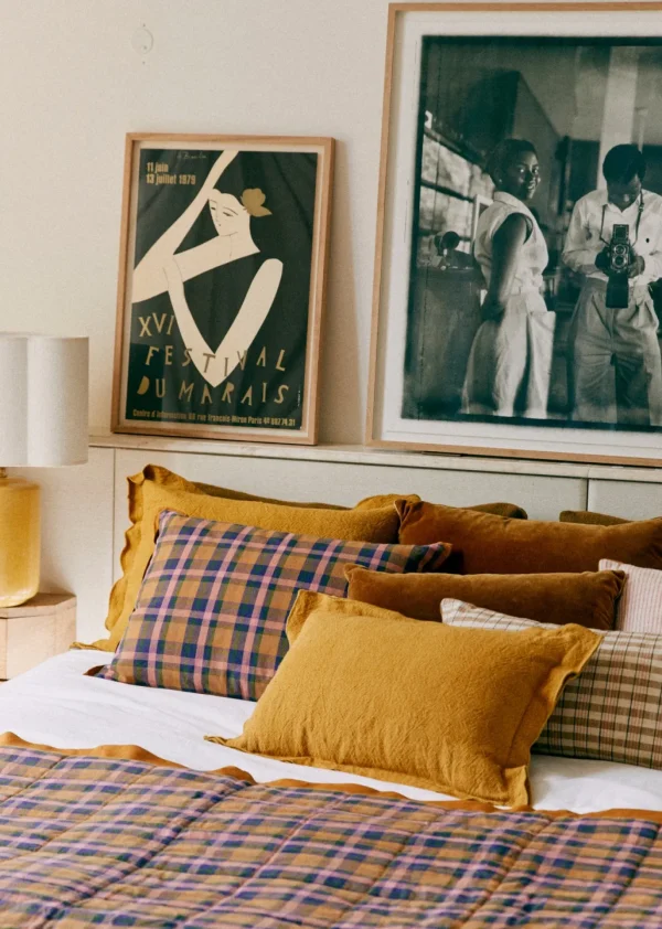Coussin Tissé Madras -  Grand Modèle