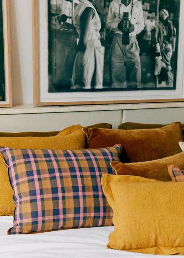 Coussin Tissé Madras -  Grand Modèle