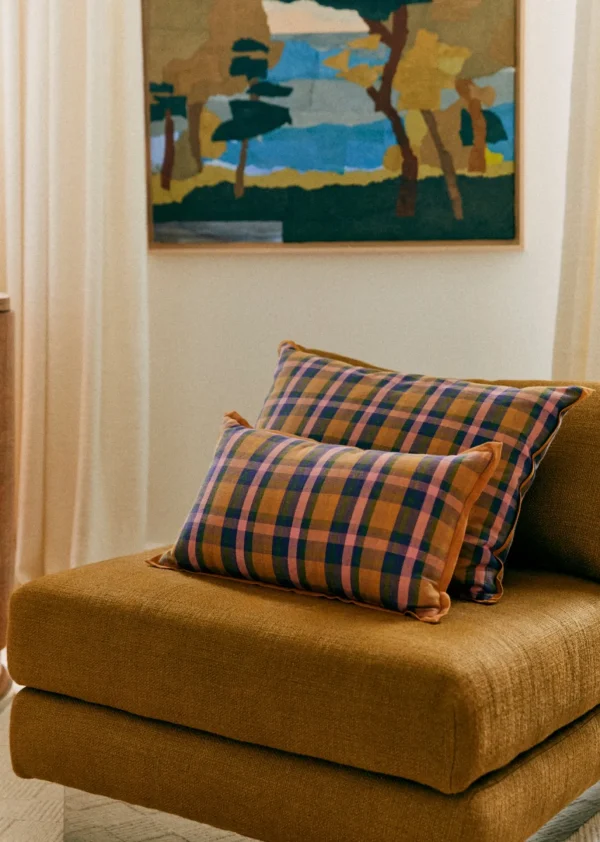 Coussin Tissé Madras -  Grand Modèle